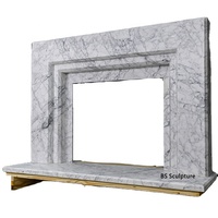 Stock de manteau de cheminée en marbre français intérieur pierre naturelle crème blanc marbre cheminée Surround de Guangzhou