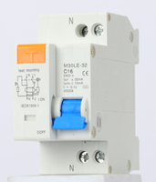 Disjoncteur HOQele DZ30-LE TPNL à boîtier moulé 230V 2P Mini en plastique pour usage domestique, capacité de coupure 4kA, 50/60Hz, courbe C, montage sur rail DIN