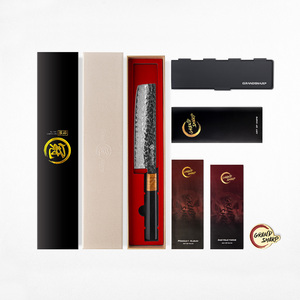 Cuchillo Nakiri Japonés Grandsharp de 6.5 Pulgadas, Acero Damasco de 67 Capas, Cuchillos de <span class=keywords><strong>Cocina</strong></span> 10Cr15Mo, Mango de Ébano y Madera Solidificada - Product Image 6