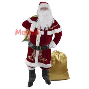 Costume de Père Noël pour hommes, tenue de Noël en polyester pour adultes, costume de cosplay pour fête de fin d'année, ensemble complet avec chapeau et barbe - Product Image 5
