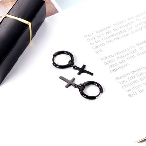 Pendientes de Aro Cruzados de Acero Inoxidable de Alta Calidad en 4 Colores, Joyería Hiphop para Mujeres/Hombres - Product Image 5