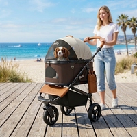 Poussette pour animaux de compagnie en métal SDF001, pliable et détachable, à trois roues, pour chats et chiens de petite/moyenne taille