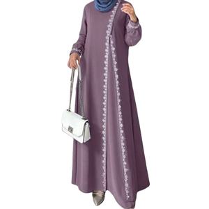 Abito da donna musulmano in pizzo con giuntura abito casual largo abaya prezzo in arabia Saudita abaya donna musulmana <span class=keywords><strong>abbigliamento</strong></span> arabo - Product Image 2