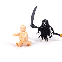 Blocs de construction MOC Halloween : Figurines de chevaliers squelettes, cheval flamboyant, vampire médiéval, meubles à assembler, briques DIY, jouets, cadeaux