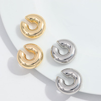 Boucles d'Oreilles Manchette Hip Hop en Acrylique, Forme C, Plaqué Or 18 Carats, Sans Perçage, Style Punk Personnalité pour Hommes Femmes