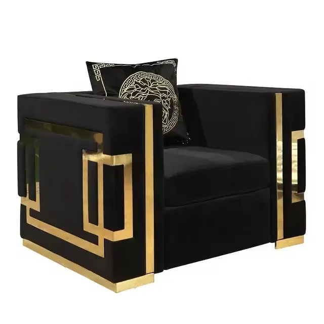 Nouveau style italien de luxe moderne sectionnel ensemble de canapés en velours doré meubles de salon
