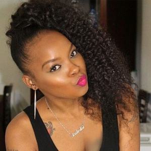 Queue de cheval en cheveux humains vierges brésiliens Remy 4b 4c Afro Kinky Curly à enrouler avec cordon de serrage 100g - Product Image 1