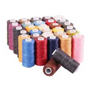 Low MOQ small roll 50 meters 150D wax thread high strength for sewing leather goods and DIY sewing bag