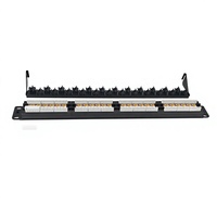 Panel Patch Jaringan LAN Ethernet Cat6 UTP RJ45 24-Port Baja Rol Dingin 19 inci 1U K&R 8P8C untuk Rak