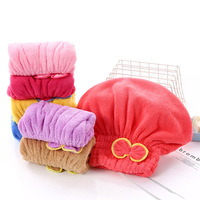 Gorro de secado de pelo de forro polar coral, de doble cara, con lazo grueso y pelo largo, estilo princesa, para baño