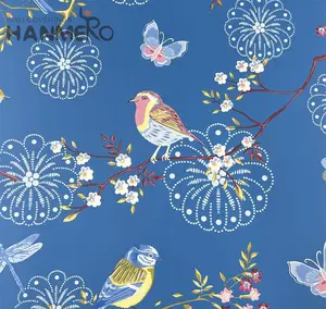 Papel tapiz de vinilo con dibujos florales y pájaros, venta al por mayor