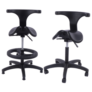 Chaise <span class=keywords><strong>de</strong></span> <span class=keywords><strong>selle</strong></span> noire M29 <span class=keywords><strong>avec</strong></span> <span class=keywords><strong>dossier</strong></span>, pivotante, ergonomique, inclinable, assise ergonomique en forme <span class=keywords><strong>de</strong></span> <span class=keywords><strong>selle</strong></span> <span class=keywords><strong>de</strong></span> <span class=keywords><strong>cheval</strong></span>, <span class=keywords><strong>avec</strong></span> anneau <span class=keywords><strong>de</strong></span> pied pivotant et réglable - Product Image 1