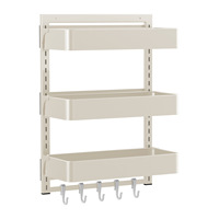 Organisateur magnétique pour réfrigérateur, étagère latérale à 3 niveaux, étagère à épices en acier au carbone, support de rangement pour réfrigérateur, support mural pour cuisine