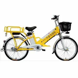 24 인치 탄소강 프레임 2 배터리 대여 리튬 이온 숨겨진 배터리 ebikes 가족 전기화물 자전거