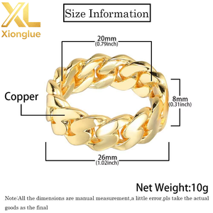 Hip Hop Men Women Cuban <b>Ring</b> Jewelry 18K Gold Plated Cuban Link <b>Ring</b> <b>Finger</b> <b>Ring</b> - Product Image 3