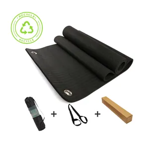 ECO Friendly LOGO personalizzato portatile all'ingrosso spesso nero TPE Gym Studio Fitness perforato appesa a parete con occhiello buco Yoga tappetino