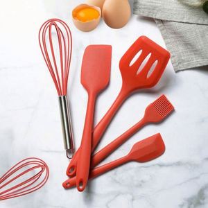 Lot de 5 spatules en silicone de qualité alimentaire, résistantes à la chaleur, écologiques, avec finition antiadhésive, option logo personnalisé, ustensiles de cuisine - Product Image 1