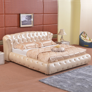 Diseño moderno de estilo europeo de muebles de dormitorio de tapizado de tamaño de reina de cuero blanco de la cama - Product Image 3