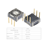 Interruptor Rotatorio de Código SMD de 25mA 24VDC, 1 2 3 4 5 6 7 8 9 10 Polos, Codificación PCB Tipo 7x7