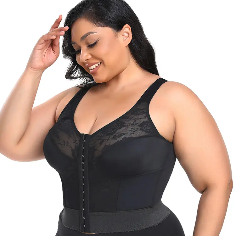 High quality sexy lace wide strap bustier tops shapewear 5XL plus size big adjustable women's underwear shaping corset with bra