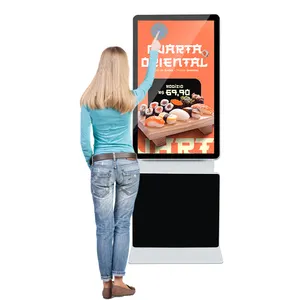 Indoor PCAP touch screen LCD advertising display 60 degree rotating LCD digital signage kiosk