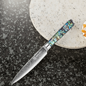 Keemake 5 inch 67 lớp Damascus thép tiện ích dao gương đánh bóng bào ngư vỏ xử lý Ambidextrous cho nhà bếp chuyên nghiệp - Product Image 1