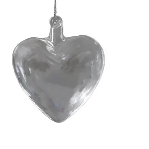 Adornos de corazón de cristal transparente soplado a mano personalizados para decoraciones de boda de fiesta de Navidad