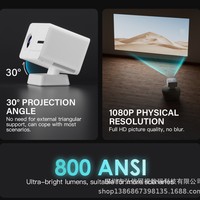 Proyektor Home Theater 4K, 800 ANSI Lumens Auto Focus Android 14 LED, 2000:1 Smart Portabel untuk Gaming Indoor Outdoor
