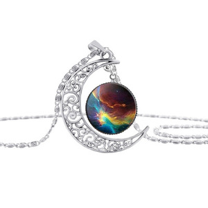 Collier pendentif d'anniversaire pour femmes et filles, en verre, 12 <span class=keywords><strong>signes</strong></span> du zodiaque, astrologie, galaxie et croissant de lune, perle - Product Image 6