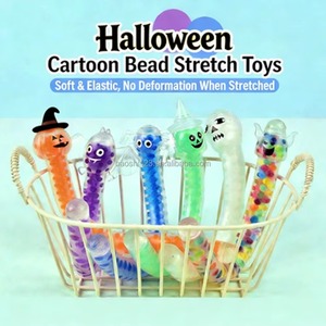 Juguete antiestrés de goma suave TPR de 20 cm con forma de calabaza de Halloween, con cuentas de colores, para aliviar el estrés, tubo flexible para apretar - Product Image 1