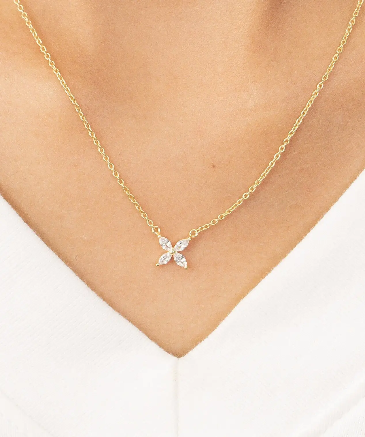 14K 18K Wit Goud Lab Gegroeid Diamanten Sieraden Marquise Ketting Custom Diamanten Ketting