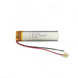 3.7V 250mAh充電式リポバッテリー 501245 リチウムイオンポリマー電池パック - Product Image 1