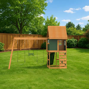 Ensemble de jeux d'extérieur polyvalent pour enfants, avec trampoline, balançoire en bois créative, échelle, corde d'escalade, aire de jeux de jardin en bois, balançoire pour enfant - Product Image 4