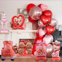 Ballon géant en forme d'ours avec broderie cœur pour organisation de mariage 2026, idéal pour la Saint-Valentin
