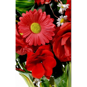 Ramo de Rosas Rojas Artificiales, Guirnalda Decorativa y Arreglo Floral con Hojas Verdes para Decoración del Hogar y Bodas - Product Image 2