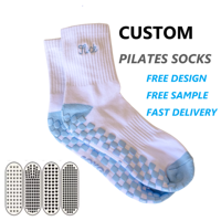 Chaussettes de yoga antidérapantes respirantes en coton coloré pour femmes, avec logo personnalisé, pour le sport et le Pilates