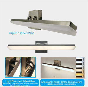 Factory Customization Adjustable 36inch <strong>Chrome</strong> Acrylic Lens <strong>Wall</strong> Vanity <strong>Lights</strong> Bathroom Mirror With Led <strong>Light</strong> 30W - Product Image 2