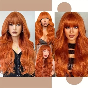 วิกผมยาวแบบลอน ทนความร้อนสูง สำหรับผู้หญิง สีส้ม ทำด้วยเครื่องจักร เปลี่ยนทรง<span class=keywords><strong>ผม</strong></span>ได้ สไตล์ยุโรป อเมริกา <span class=keywords><strong>เกาหลี</strong></span> - Product Image 1