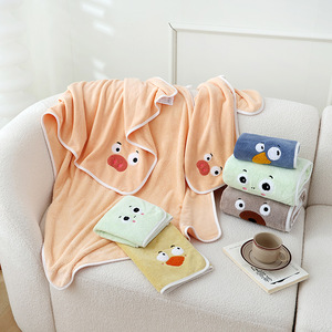 Ensemble de serviettes et draps de bain en polaire corail, 35x75cm et 70x140cm, épais, absorbant, doux pour la peau, pour enfant - Product Image 3