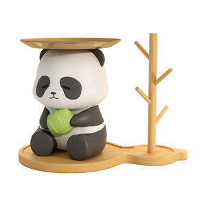 Panda Key Holder With Bamboo Tree Stand Cartoon Design For Home Decor And Gift Giving - Product Image 1