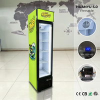 Réfrigérateur vertical commercial pour boissons, à température unique, avec porte vitrée et étagères réglables, à température mécanique