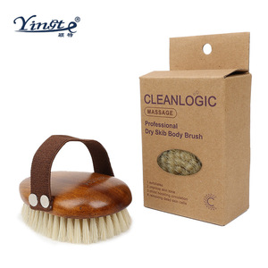 Yinste Solid Wood Boar Bristle Bath <b>Brush</b> Oval Shape With Strap For Body Scrubbing - Product Image 2