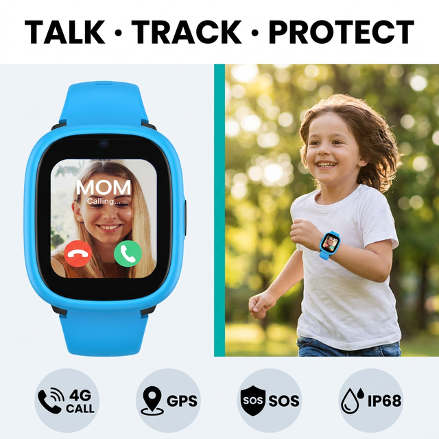 LAGENIO 4G GPS LBS WIFI Kids Smart Watch GPS Touch Screen Video Calling Alarm Camera IP68 Waterproof FCC Smart Watch for Kids
