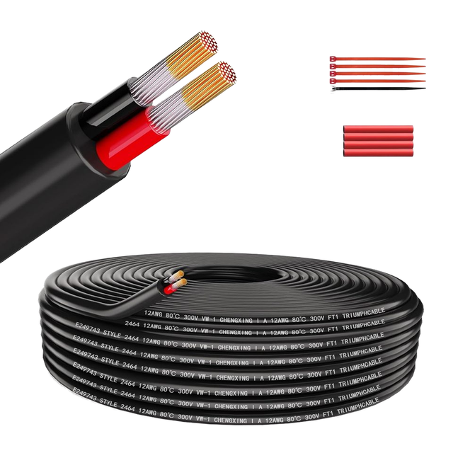 12 AWG Gauge 2x3mm² Electric Cable Extension PVC Braided Copper Oxygen Free 2 Pole Conductors for Low Power Cables