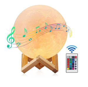 Lampe de Nuit LED 3D Lune Musicale 15CM 16 Couleurs avec Télécommande Tactile et Bluetooth – Nouveauté 2022 en Promotion - Product Image 1