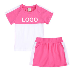Conjuntos de Ropa para Niñas, Vestidos Casuales de Algodón Sólido y Transpirable para Bebés, Conjuntos de 2 Piezas con Logotipo Personalizado, Ropa de Verano para Niños - Product Image 4