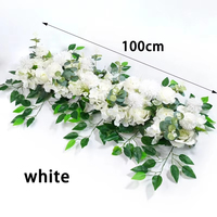 Luxe blanc Rose artificielle fleur rangée mariage Table pièce maîtresse fleurs toile de fond mur Arches décor fête scène Floral