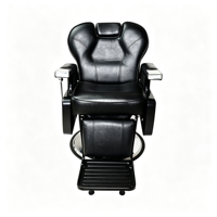 Fauteuil de Barbier Hydraulique Professionnel Noir Inclinable, Chaise de Salon Pivotante à 360°, Réglable en Hauteur, avec Repose-Pieds pour Salon de Coiffure et Rasage