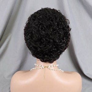 Parrucche Corte Nere in <span class=keywords><strong>Capelli</strong></span> Umani, Taglio Pixie <span class=keywords><strong>Ricci</strong></span> per Donne, Parrucche Bob con Chiusura in Pizzo Trasparente 4x4, Pre-Piumate con Baby Hair - Product Image 4