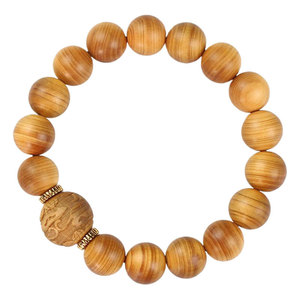 Cliff Cypress Bracelet 12mm Round Beads Carved Buddhist Wood <b>String</b> Unisex Everyday Wear Collectible Jewelry - Product Image 5
